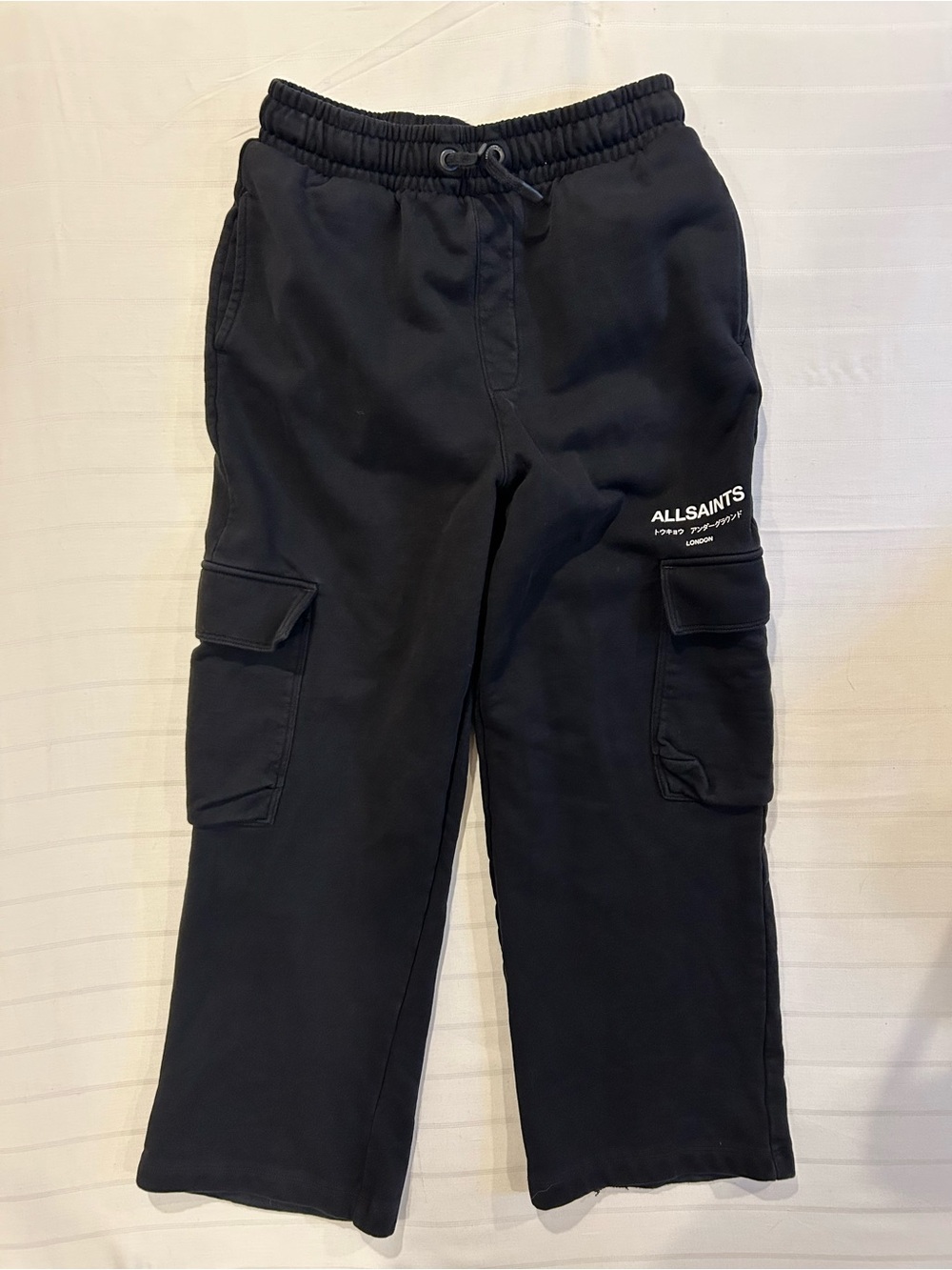 All Saints Black Cargo Track Pants